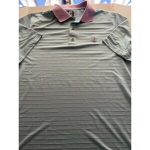 FootJoy ProDry Mens XL Golf Polo Shirt Blue Pink Striped Heron Logo Short Sleeve